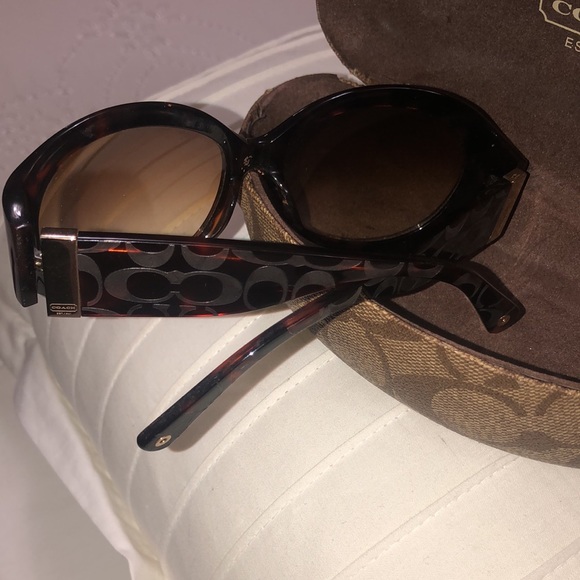 COACH Brown and Gold Sunglasses with Coach Logo - Picture 4 of 4